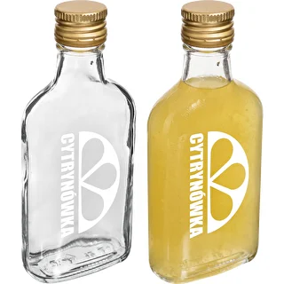 Platt glasflaska (plunta) 200 ml med skruvkork och tryck ”Cytrynówka”, motiv 2 – photo 5