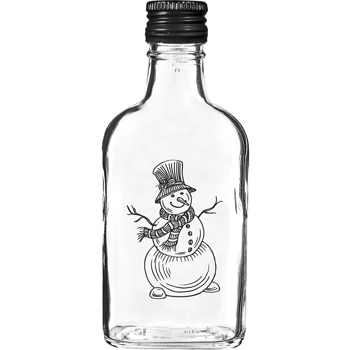 Plunta 200 ml med skruvkork, tryck 'Snögubbe', 1 st.