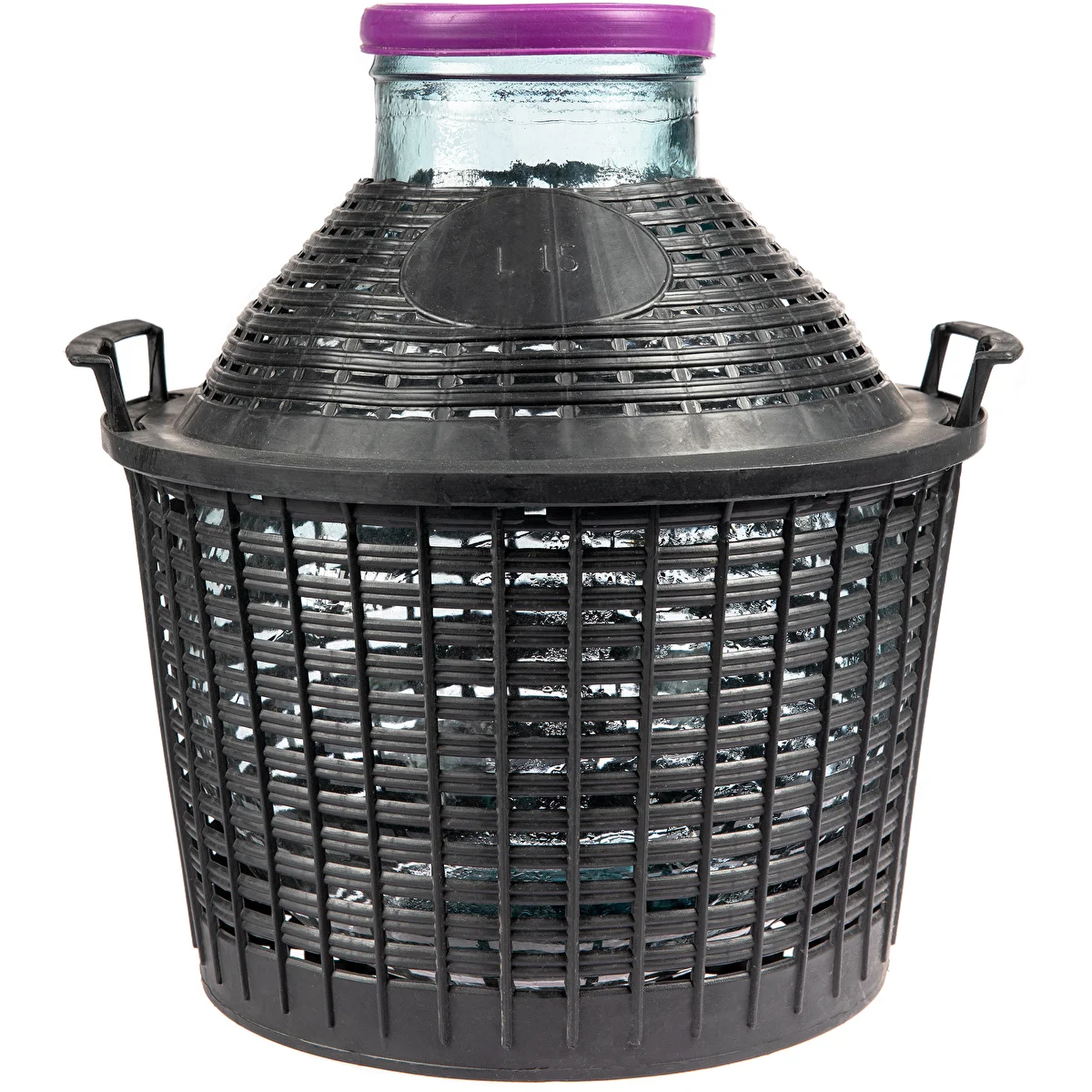 Vinkärl 15 L med bred hals i plastkorg