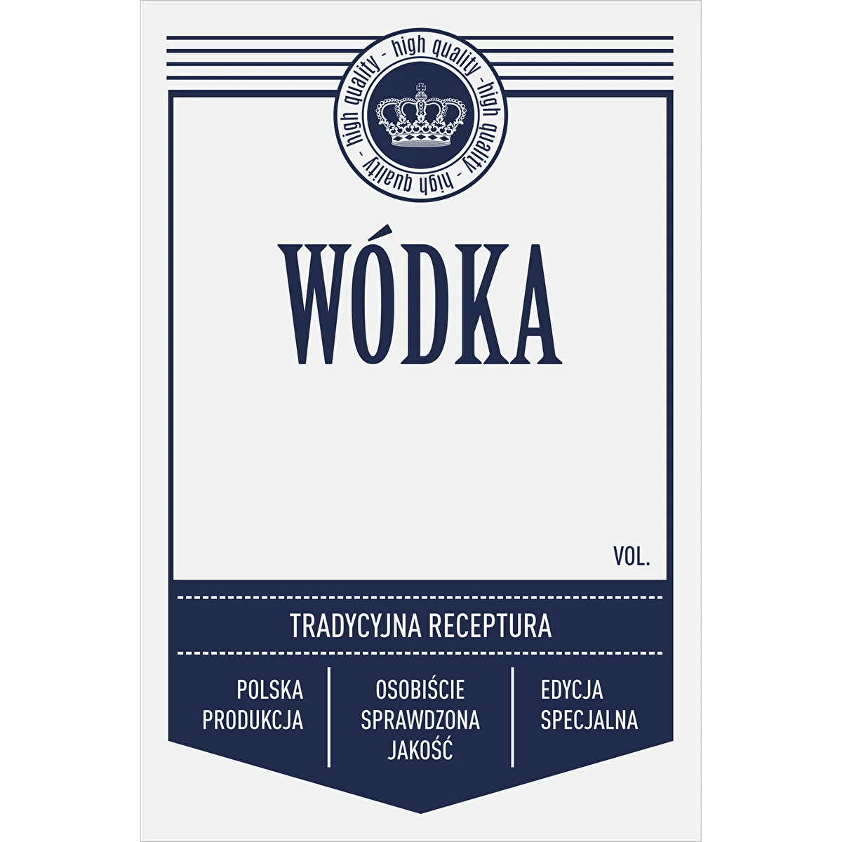 Självhäftande etiketter 60x90 mm för flaskor, vodka, vita, 20 st.