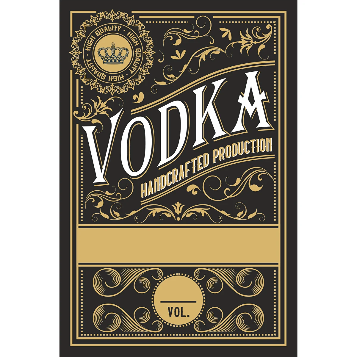 Självhäftande etiketter 60x90 mm för flaskor, vodka, svarta, 20 st.