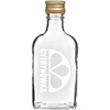 Platt glasflaska (plunta) 200 ml med skruvkork och tryck ”Cytrynówka”, motiv 2 ['flaska 0', '2 L', ' flaska för alkohol', ' flaska med tryck', ' likör', ' platt glasflaska', ' plunta för citronlikör', ' flaska för citronlikör', ' buteljering av drycker', ' plunta med gyllene skruvkork', ' dekorativa flaskor för alkohol', ' stiliga flaskor till bröllop', ' små dekorativa flaskor', ' dekorativ flaska med skruvkork', ' flaska 200 ml', ' premiumflaska']
