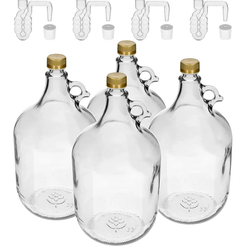 4 x Dama 5L med kork och jäsrör och lock