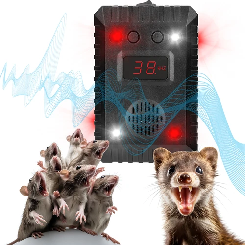 Avskräckare för mårdar och gnagare för bilar och rum (ultraljud +LED) - 16