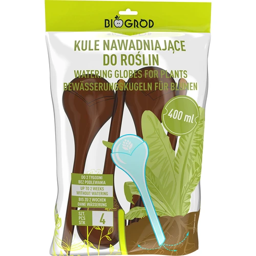 Bevattningskulor för växter, bärnstensfärgade genomskinliga, 400 ml, 4 st. - 3