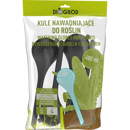 Bevattningskulor för växter, svarta matta, med kork, 400 ml, 4 st. - 4