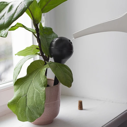 Bevattningskulor för växter, svarta matta, med kork, 400 ml, 4 st. - 12