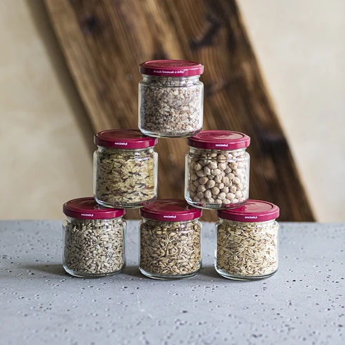 Burk 212 ml fi66/4 med vinrött lock 6 st. - 5