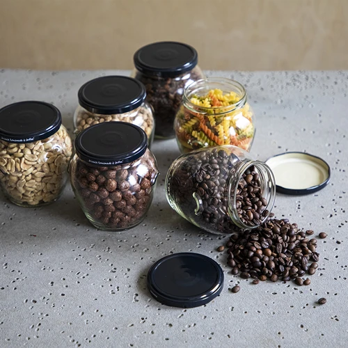 Burk Amfora 580 ml (fi 82) med svart lock 6 st. - 5