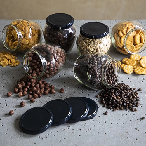 Burk Amfora 580 ml (fi 82) med svart lock 6 st. - 6