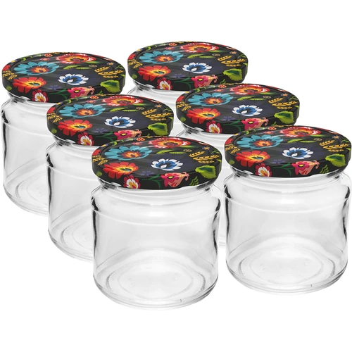 Burk med en kapacitet på 212 ml, med färgglada lock ø 66.