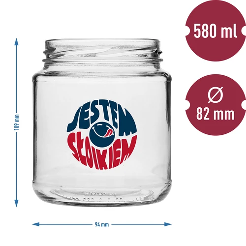 Burk TO 580ml fi 82 med färgglatt tryck och svart lock, 3 st. - 6