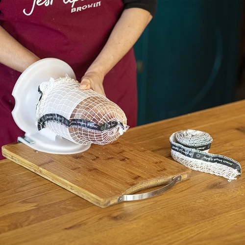 Charkuterinät med etikett, mått 15 cm x 4 m, med termisk hållbarhet 125°C - 2