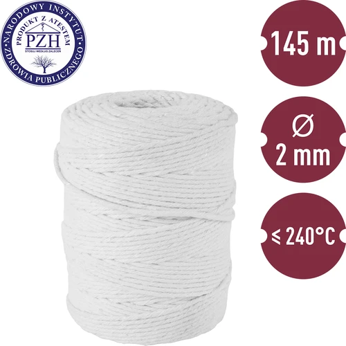 Charkuterisnöre bomull vitt (240°C) 145 m - 2