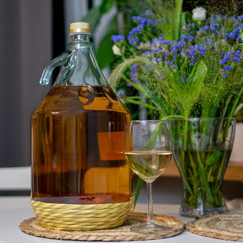 Damejeanne 5L i flätad korg, med skruvlock - 4