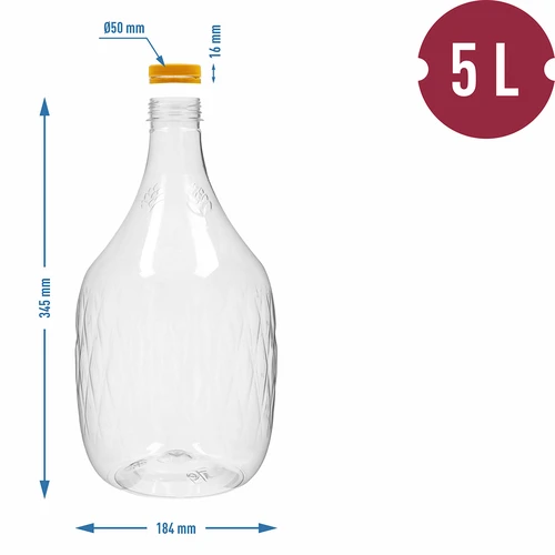 Damejeanne Dama 5 L PET, med skruvkork - 4