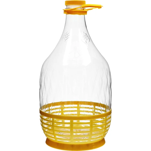 Damejeanne Dama 5 L PET, med skruvlock, handtag och korg