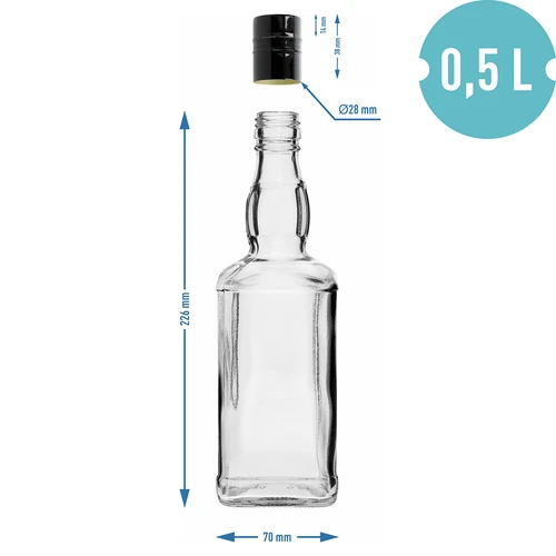 Daniels-flaska 500 ml med skruvkork, 1 st. - 6