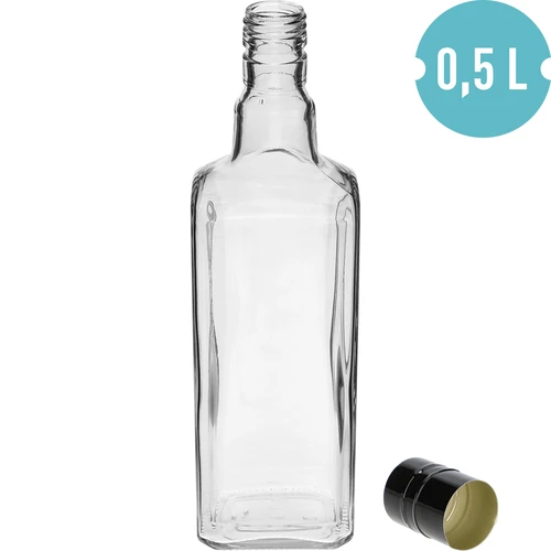 Dekorativ flaska TYNKTURA 0,5 L, med lång svart skruvkapsyl Ø 28 mm, 1 st. - 2