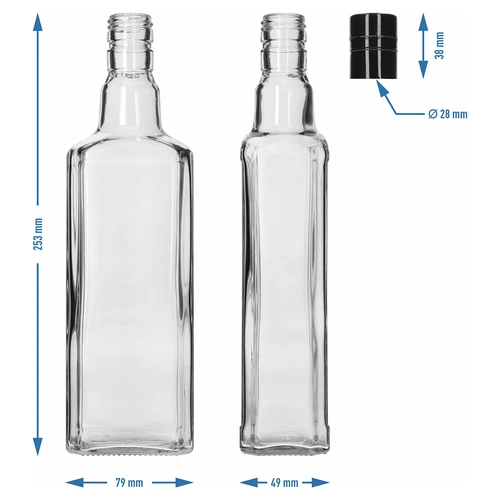 Dekorativ flaska TYNKTURA 0,5 L, med lång svart skruvkapsyl Ø 28 mm, 1 st. - 5