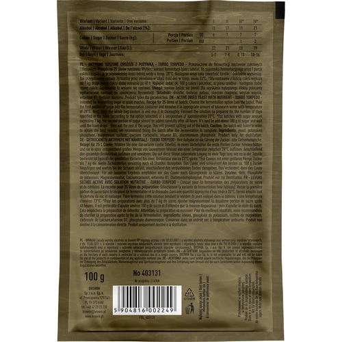 Destillerijäst Turbo Torpedo 5-7 dagar 21% 100g - 2