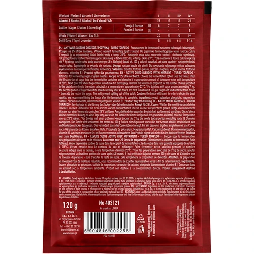 Destillerijäst Turbo Torpedo 72h 21% - 120 g - 2