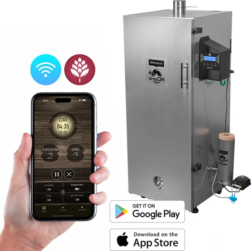 dragON rökskåp i stål 220 L, IQ – med Wi‑Fi-styrenhet