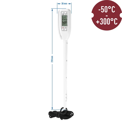 Elektronisk kökstermometer (-50°C till +300°C) med fodral, vit - 2