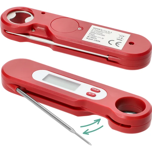 Elektronisk matlagningstermometer med vikbar sond (-50/+300℃), röd - 4