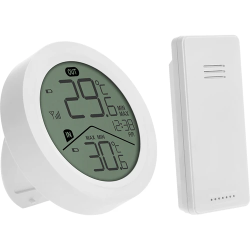 Elektronisk termometer från Soens - med extern givare, rund vit - 2