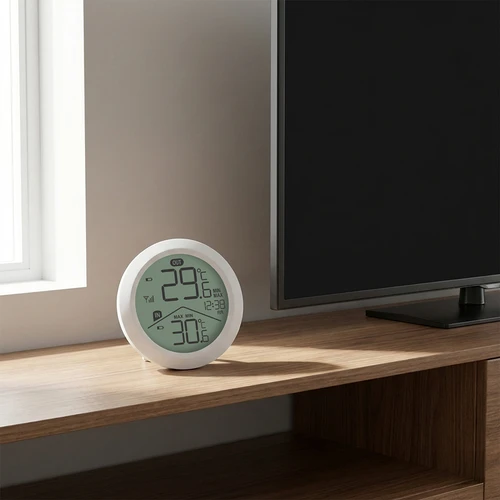 Elektronisk termometer från Soens - med extern givare, rund vit - 7