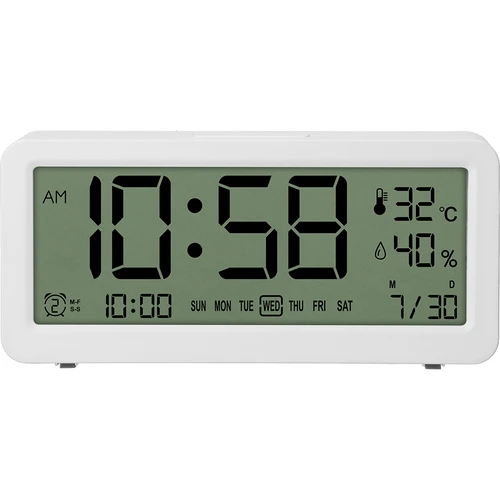 Elektronisk väderstation Soens - vit, med klocka och kalender - 2