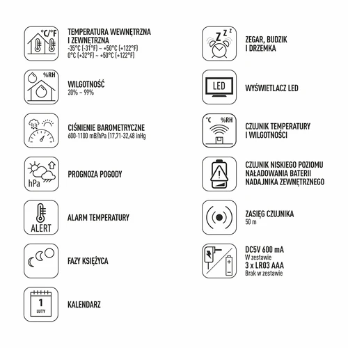 Elektronisk väderstation – trådlös, med sensor, svart - 12