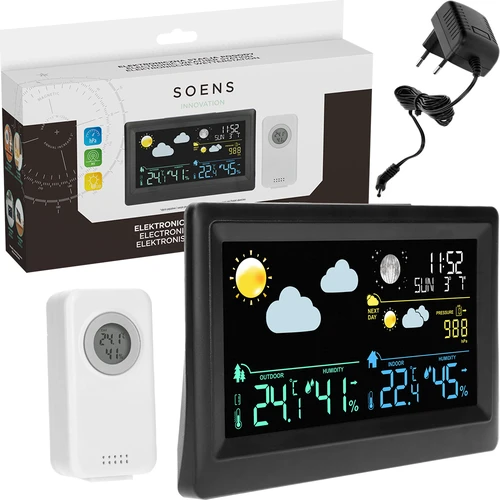 Elektronisk väderstation – trådlös, med sensor, svart - 7