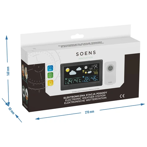 Elektronisk väderstation – trådlös, med sensor, svart - 14