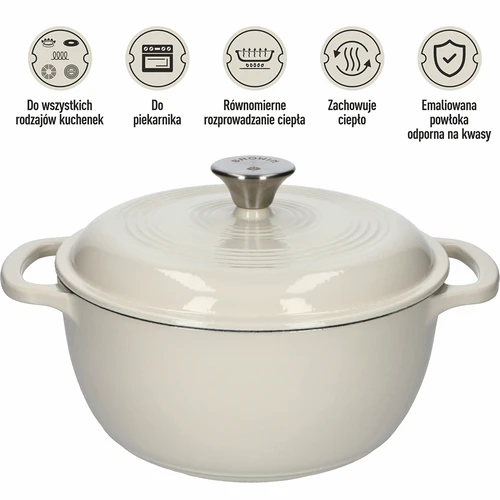 Emaljerad gjutjärnsgryta - ecru, 4 L - 5