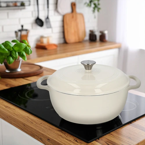 Emaljerad gjutjärnsgryta - ecru, 5,8L - 9