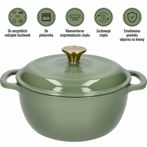 Emaljerad gjutjärnsgryta - salvia, 4L - 5