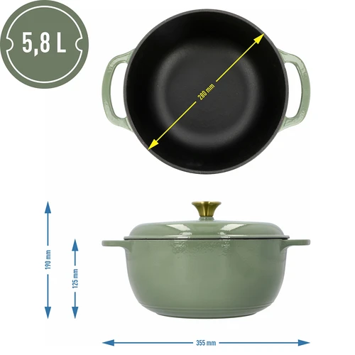 Emaljerad gjutjärnsgryta - salvia, 5,8L - 4