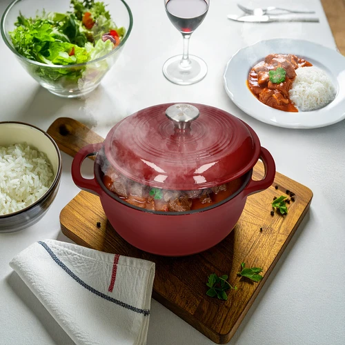 Emaljerad gjutjärnsgryta - vinröd, 4 L - 7
