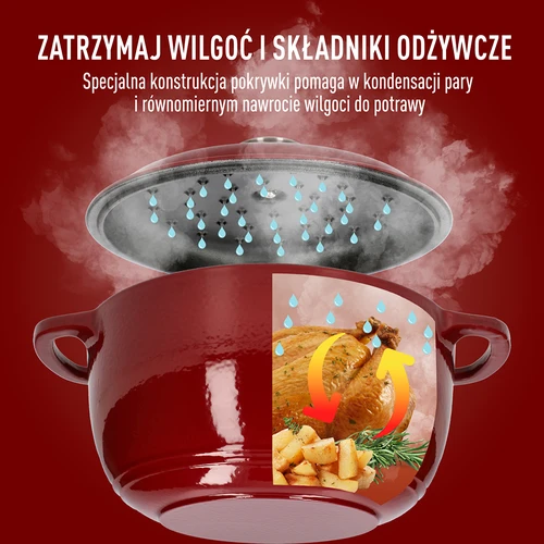 Emaljerad gjutjärnsgryta - vinröd, 4 L - 6