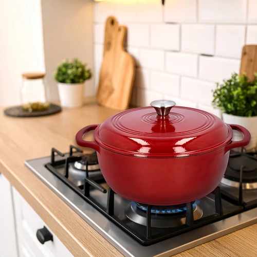 Emaljerad gjutjärnsgryta - vinröd, 5,8L - 9
