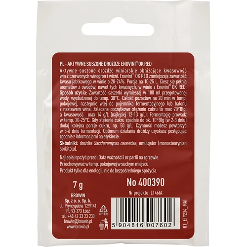 Enovini® OK RED - vinjäst som minskar syra 7 g - 2