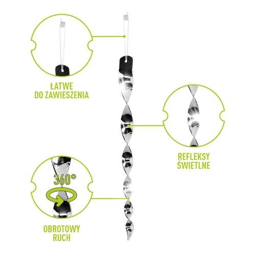 Fågelskrämma – reflekterande spiraler i silverfärg, 6 stycken - 2