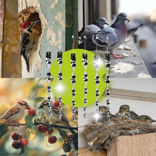 Fågelskrämma – reflekterande spiraler i silverfärg, 6 stycken - 6