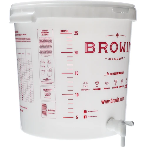 Fermenteringsbehållare 30 L med lock, kran och rör UA - 5