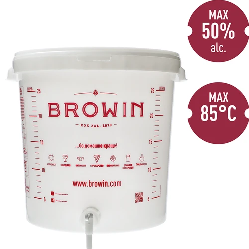 Fermenteringsbehållare 30 L med lock, kran och rör UA - 6