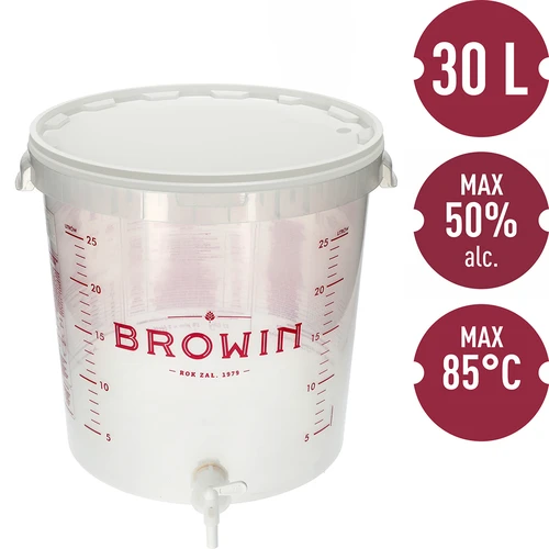 Fermenteringsbehållare 30L med tryck, kran och 3 rör - 2