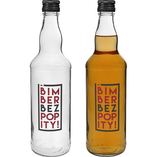Flaska 0,5 L med skruvkork och 2-färgstryck Bimber Bez Popity - 4 st. - 6