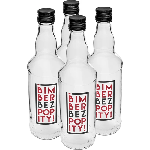 Flaska 0,5 L med skruvkork och 2-färgstryck Bimber Bez Popity - 4 st. - 2
